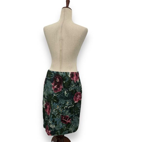 NEW J. Jill Ponte Stretch Floral Work Skirt Petite Small Green Blue Pink Rose - Picture 7 of 14